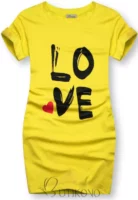 Tunika jarko žutog dizajna s printom LOVE