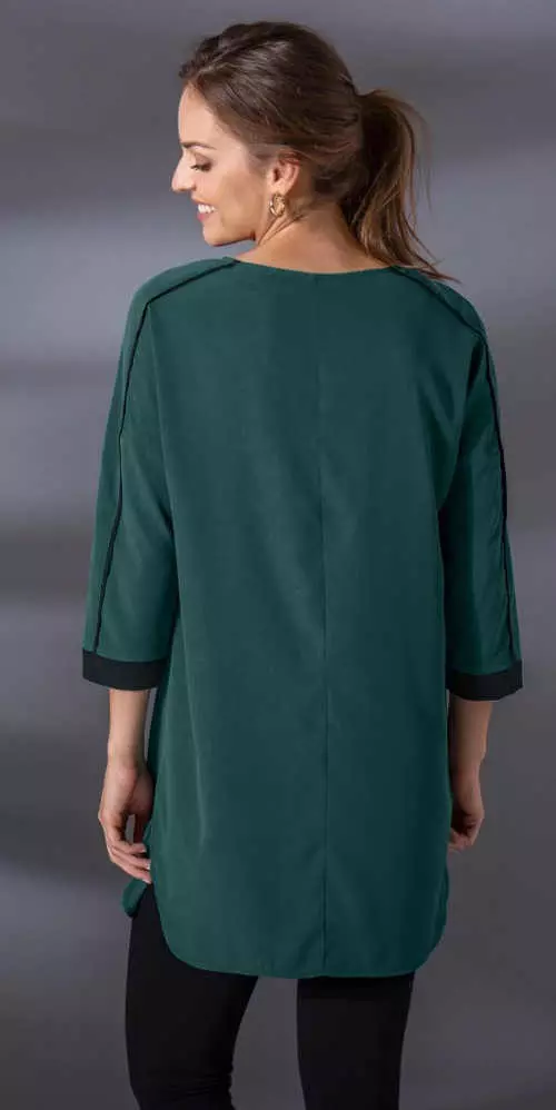 Dugačka tamnozelena bluza s tričetvrt rukavima