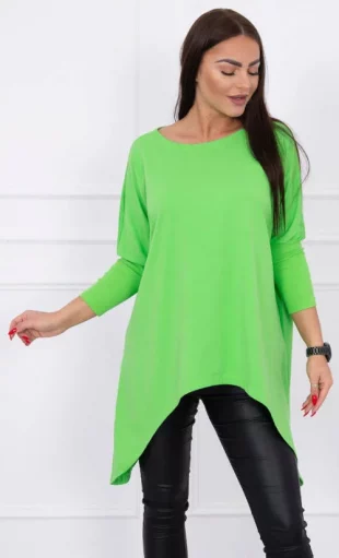 Neonsko zelena asimetrična tunika duža bluza s tajicama