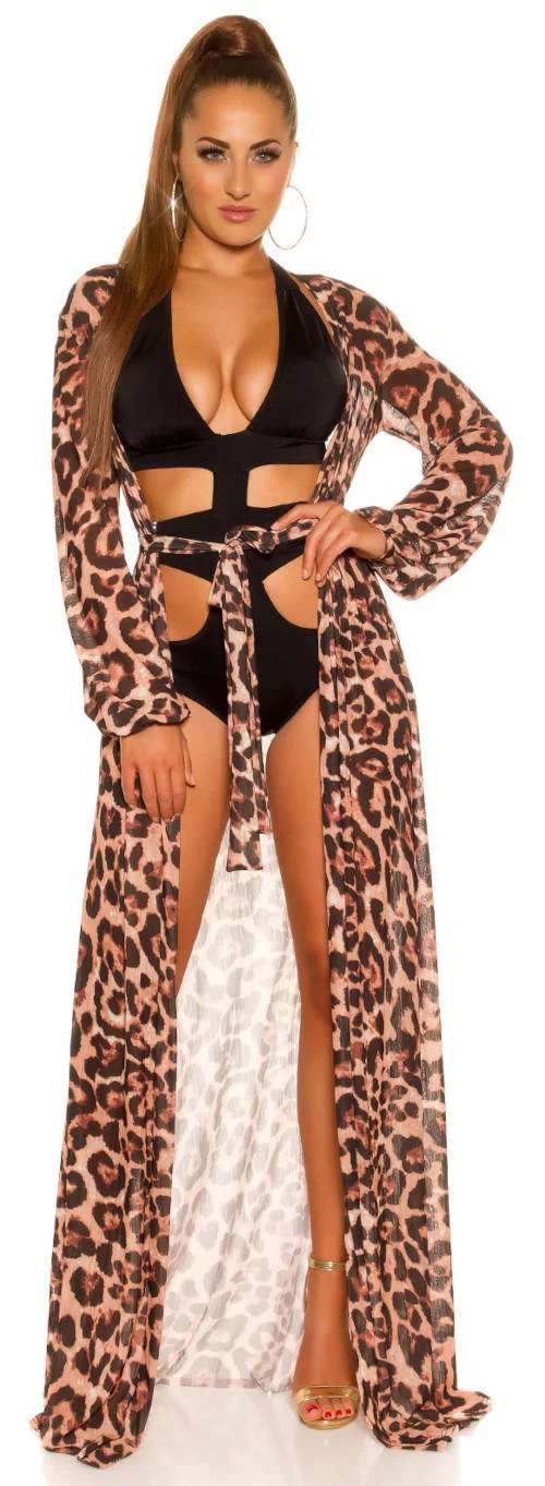Duga navlaka za kupaći kostim s leopard uzorkom